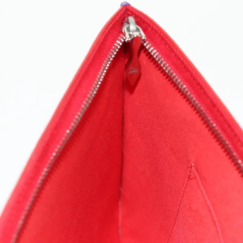 Christian Louboutin Loubiclutch Spiked Printed Leather Red Canvas Bag