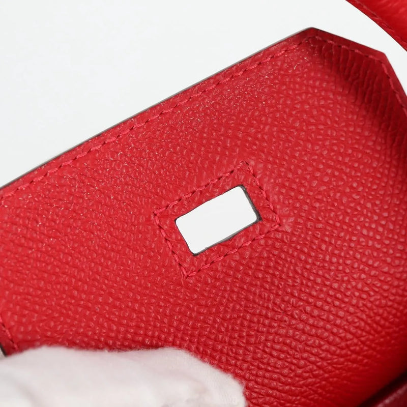 Hermes Birkin Red Epsom With Palladium Hardware Leather Bag