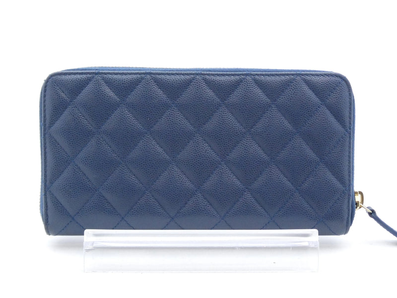 Chanel Matelasse Zippy Cc Navy Leather Accessory