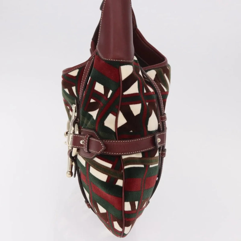 Gucci Vintage Jackie Shoulder Canvas And Leather Green Bag
