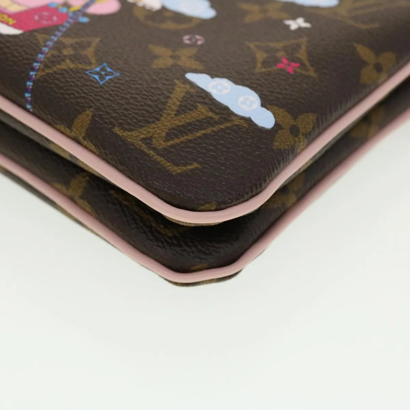 Louis Vuitton Double Zip Pochette Limited Edition Vivienne Xmas Monogram Canvas Brown Bag