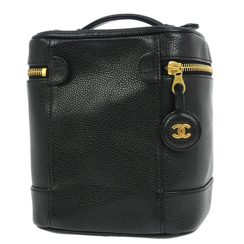 Chanel Vintage Timeless Cosmetic Case Caviar Black Leather Bag