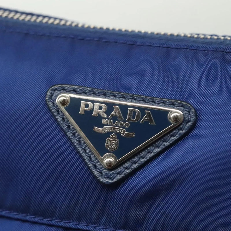 Prada Flat Messenger Tessuto With Leather Blue Nylon Bag