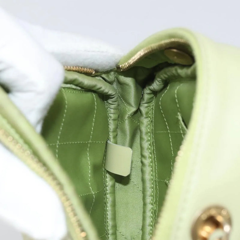 Chanel Diamond Chain Quilted Lambskin Green Leather Bag