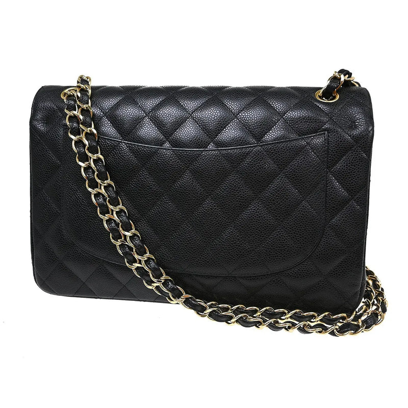 Chanel Timeless - Classic Double Flap Quilted Caviar Black Leather Bag