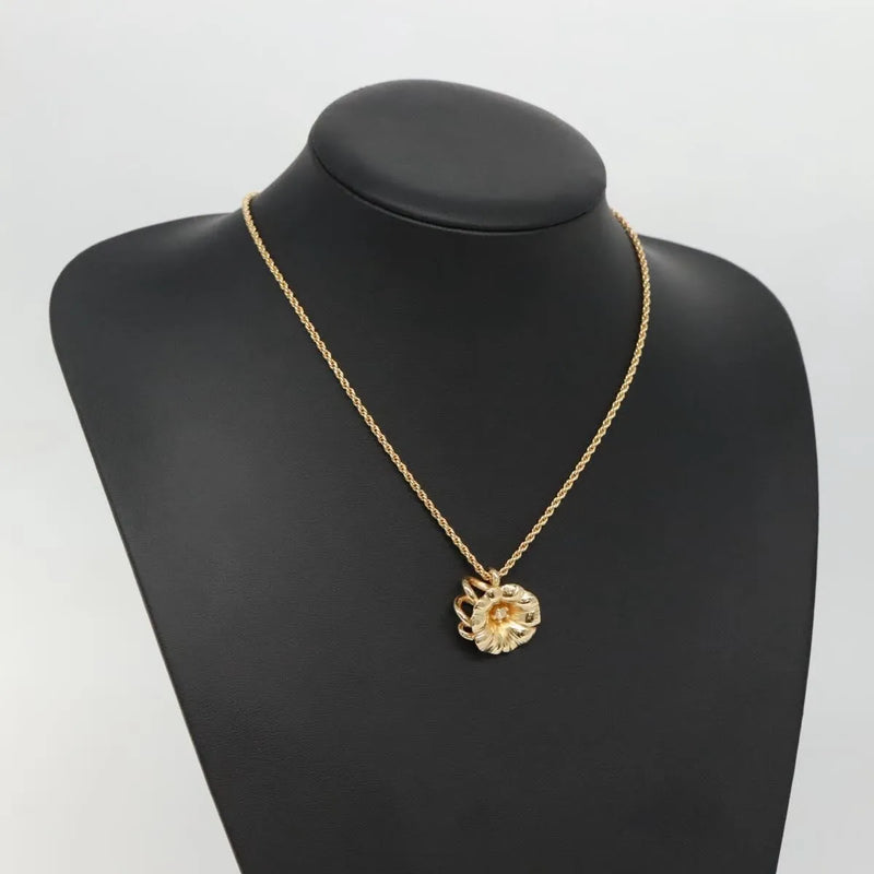 Christian Dior Logo Flower Metal Gold Jewelry