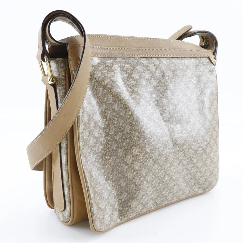 Celine Macadam Shoulder Pvc Leather Beige Bag