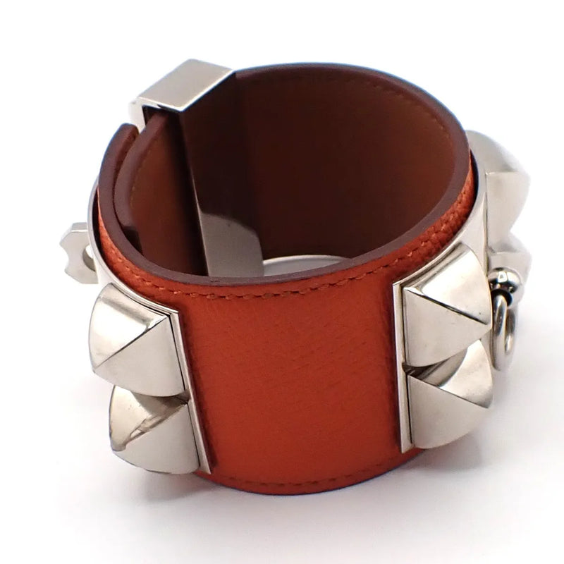 Hermes Collier De Chien Leather Orange Jewelry