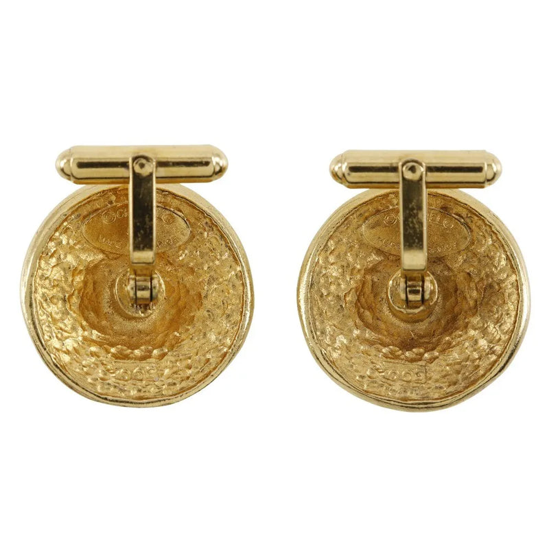 Chanel Vintage Logo Round Plated Gold Gold_plated Jewelry