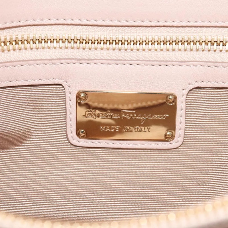 Salvatore Ferragamo Gancini Chain Leather Beige Bag