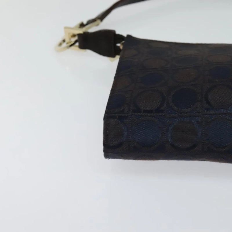 Salvatore Ferragamo Gancini Canvas Navy Bag