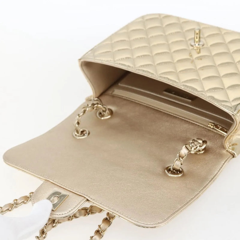 Chanel Hollywood Boulevard Backpack With Star Coin Purse Quilted Metallic Leather Gold Patent_leather Bag