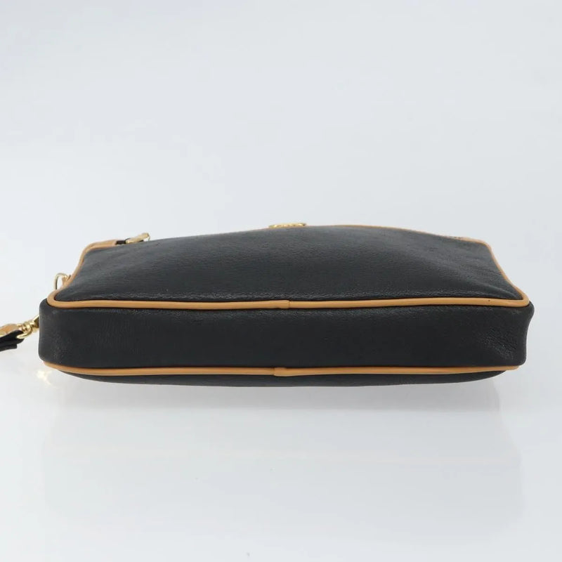 Gucci Vintage Clutch Leather Black Bag