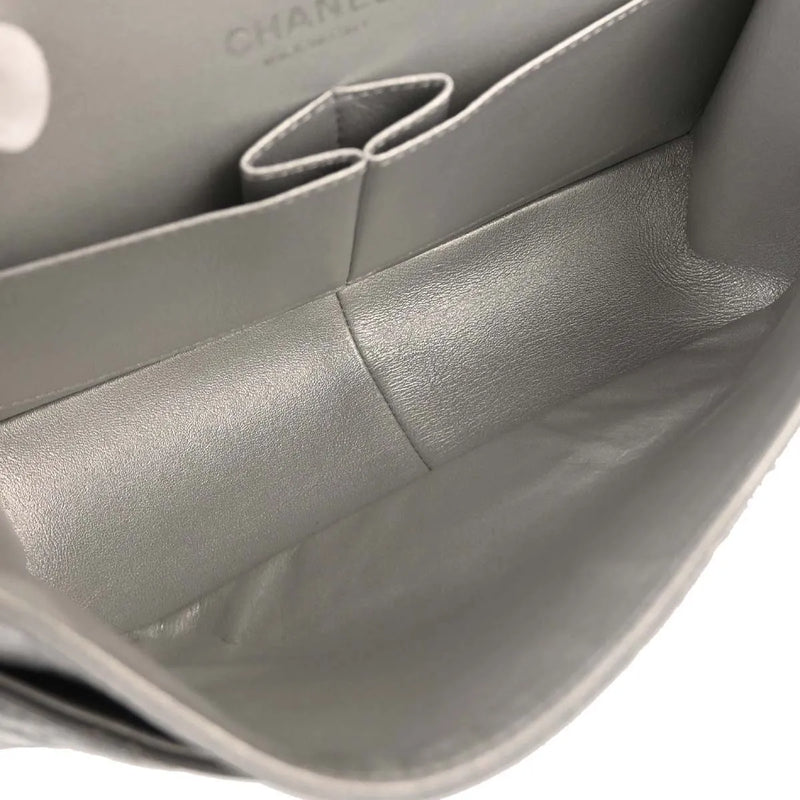 Chanel Reissue 2.55 Double Compartment Flap Quilted Aged Calfskin Silver Bag
