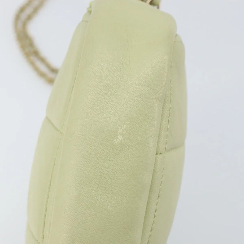 Chanel Diamond Chain Quilted Lambskin Green Leather Bag