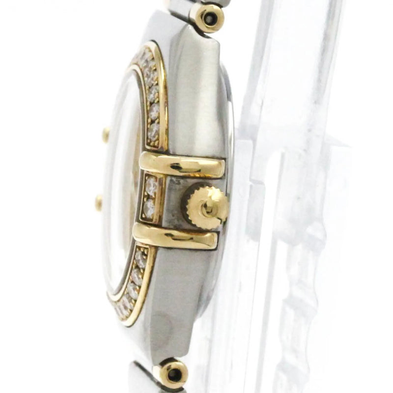 Omega Constellation Quartz Stainless Steel And Yellow Gold With Diamond Bezel Markers Mother Of Pearl Watch