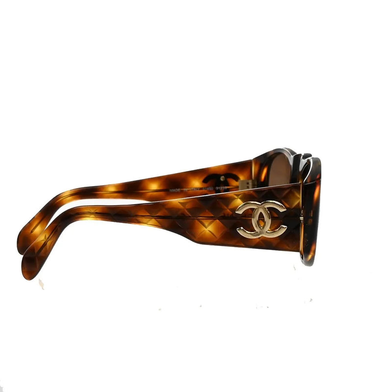 Chanel Cc Logo Matelasse Sunglasses Eye Wear Plastic Brown Accessory