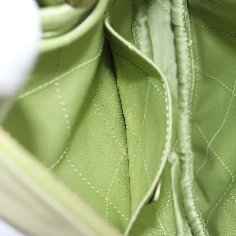 Chanel Diamond Chain Quilted Lambskin Green Leather Bag