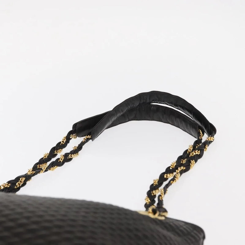 Bally Vintage Chain Quilted Leather Black Bag