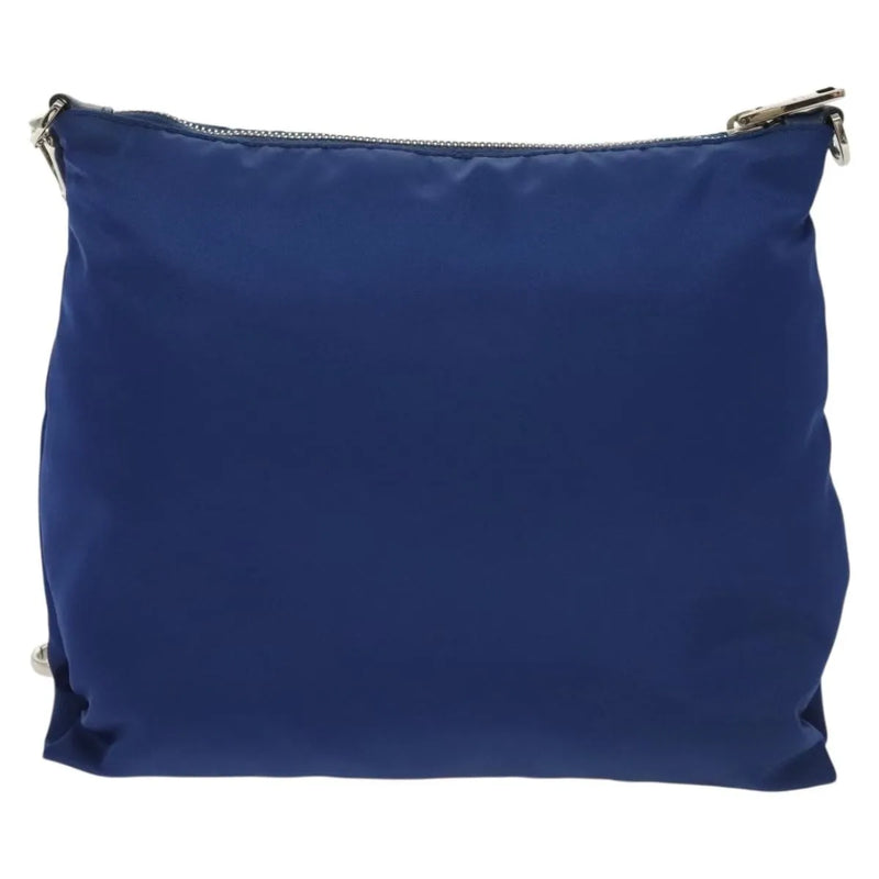 Prada Flat Messenger Tessuto With Leather Blue Nylon Bag