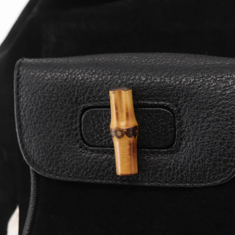 Gucci Vintage Bamboo Suede Black Bag