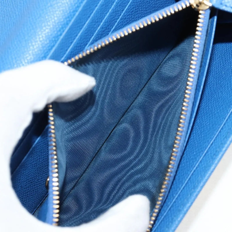Salvatore Ferragamo Gancini Flap Continental Leather Blue Accessory