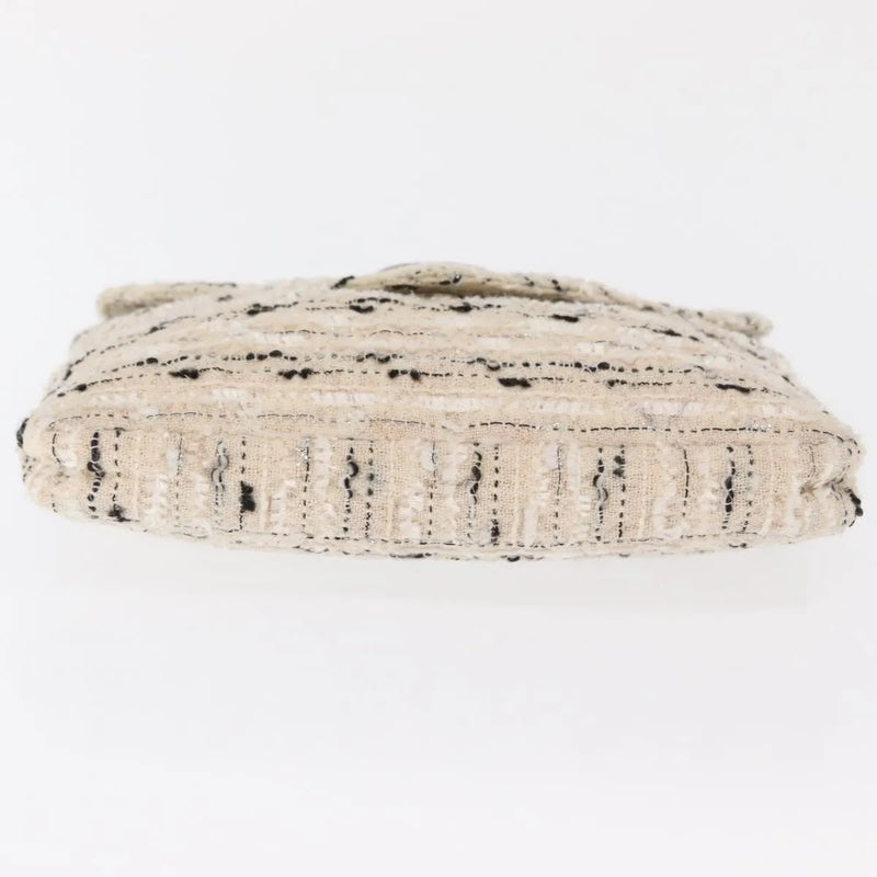 Chanel Vintage Envelope Chain Clutch Tweed White Bag
