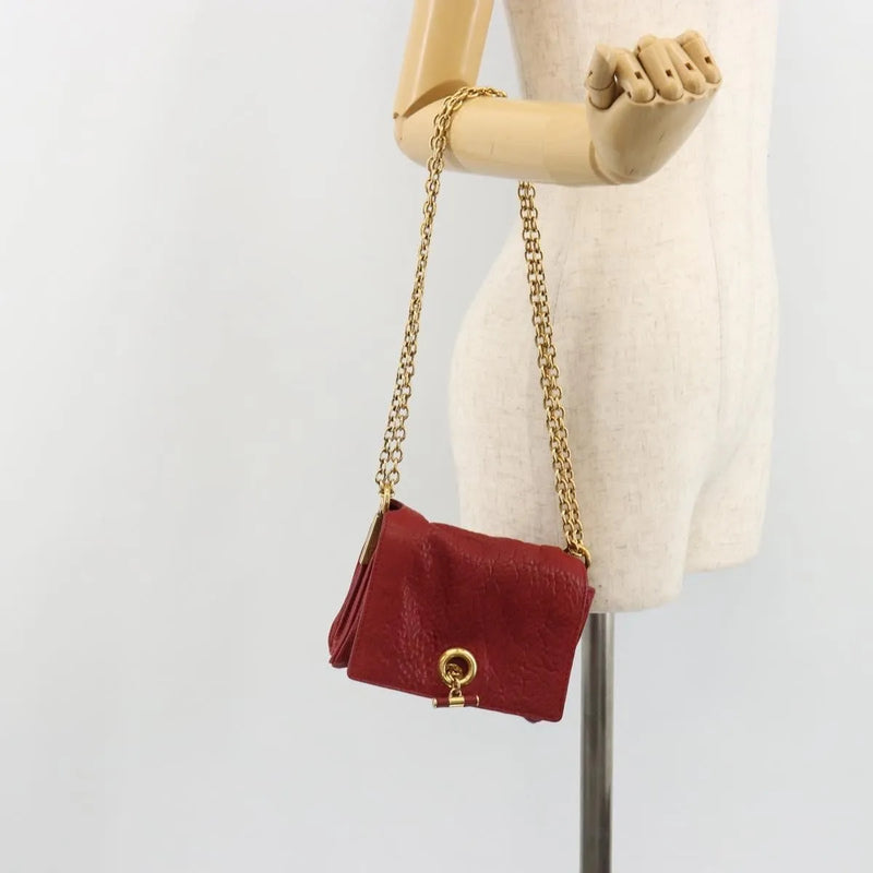 Saint Laurent Chain Leather Red Bag
