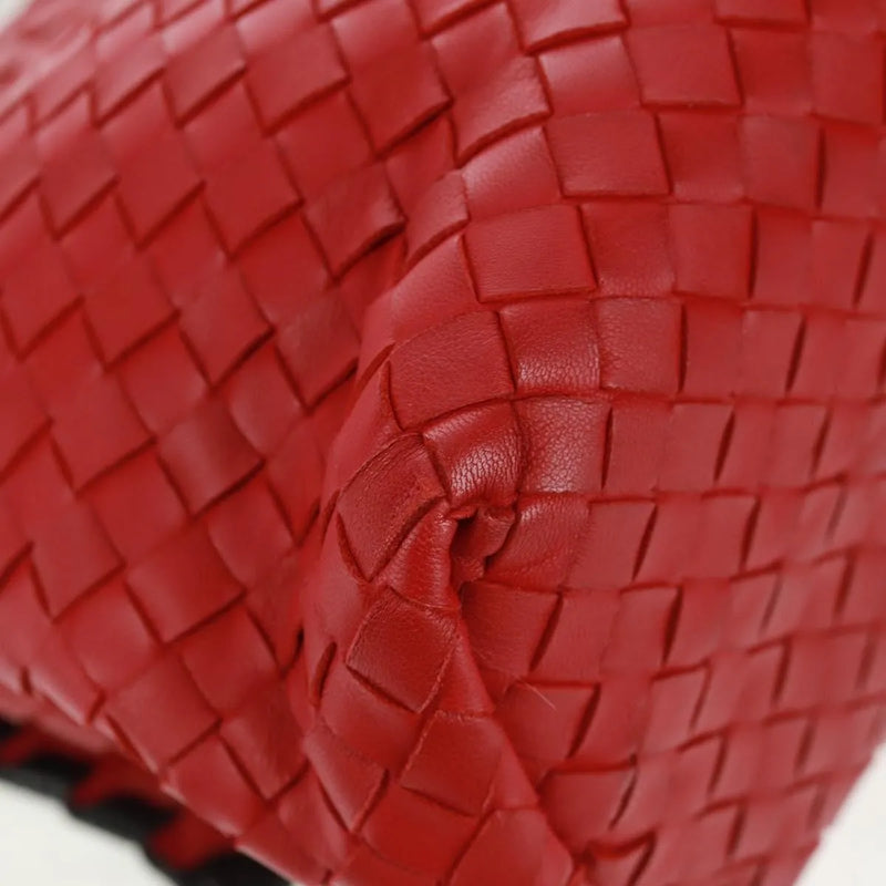 Bottega Veneta Glass Intrecciato Nappa With Snakeskin Red Leather Bag