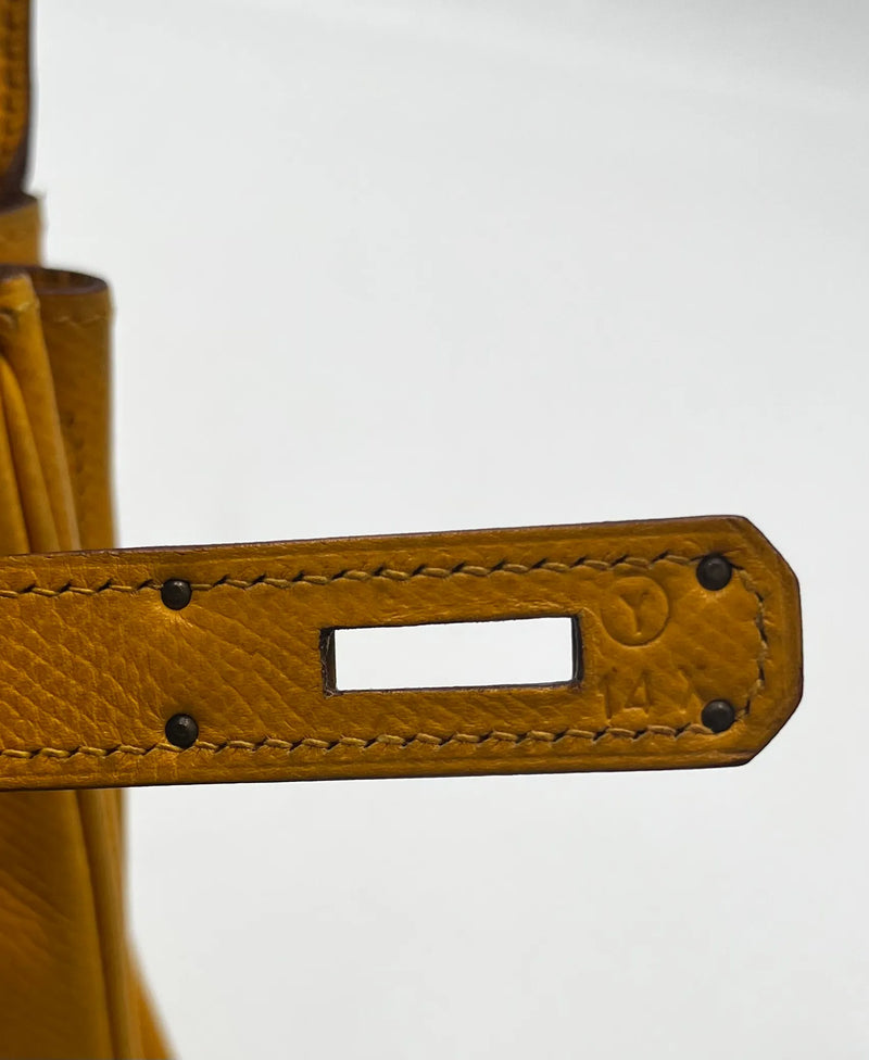 Hermes Kelly 32 Graine Couchevel Yellow Leather Bag