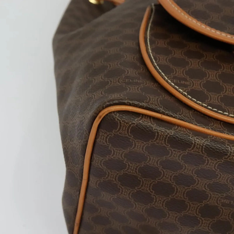 Celine Vintage Macadam Canvas And Leather Brown Pvc Bag
