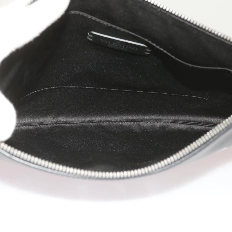 Valentino Garavani Vltn Wristlet Clutch Printed Leather Black Bag