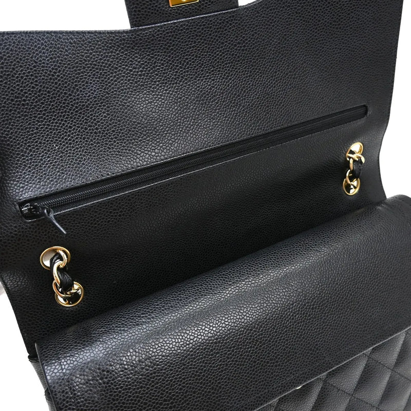 Chanel Timeless - Classic Double Flap Quilted Caviar Black Leather Bag
