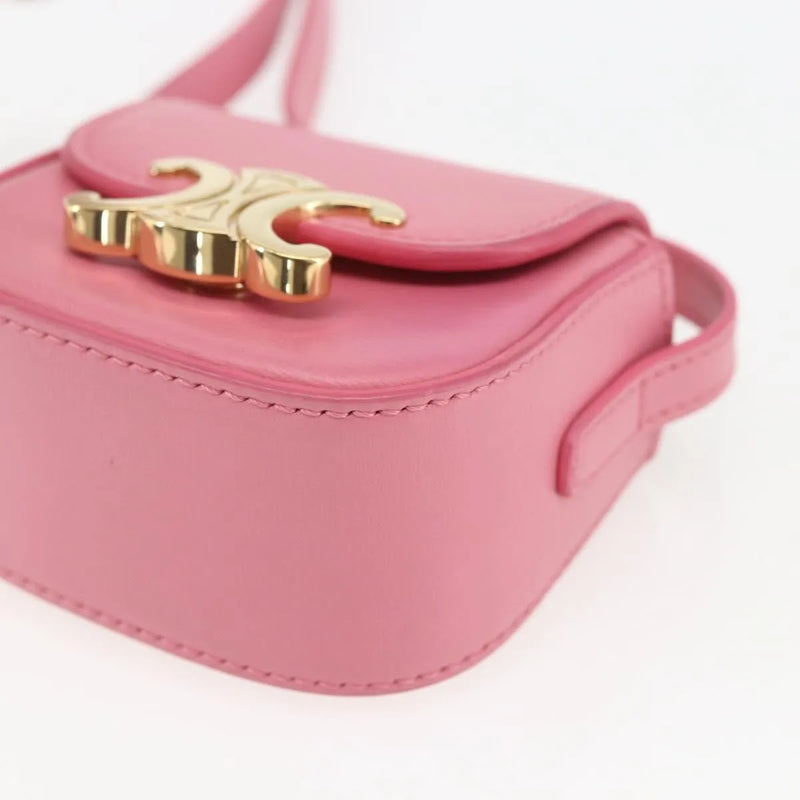 Celine Triomphe Shoulder Smooth Calfskin Pink Leather Bag