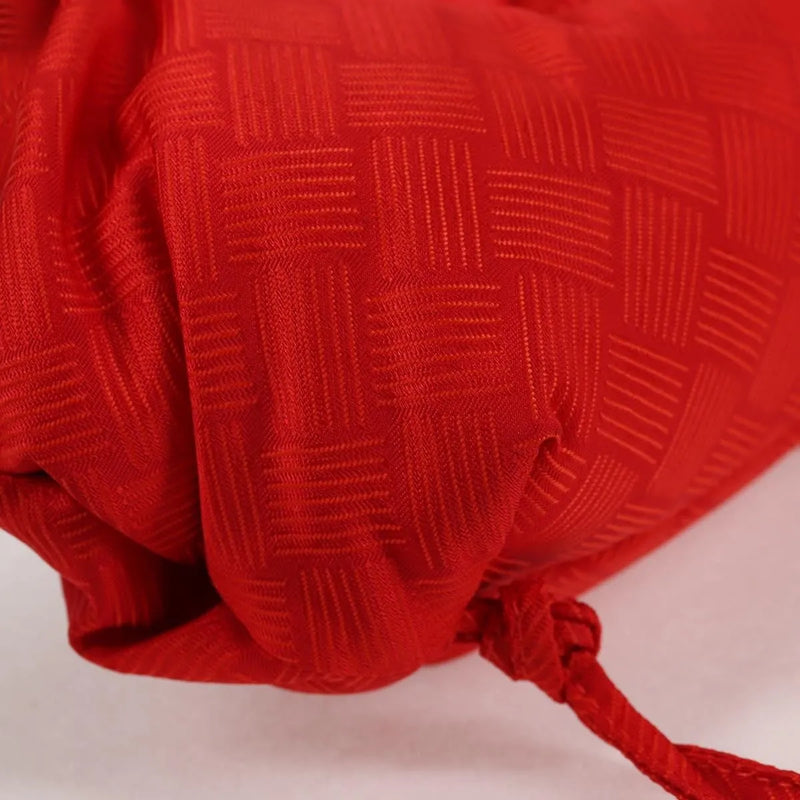 Bottega Veneta Point Chunky Knit Fabric Red Nylon Bag