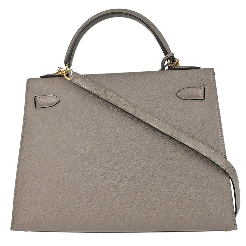 Hermes Kelly Grey Epsom With Gold Hardware Gray Leather Bag