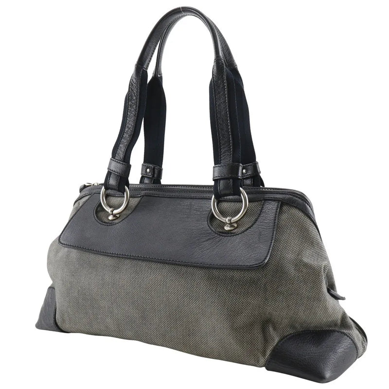 Bottega Veneta Vintage Leather Gray Canvas Bag