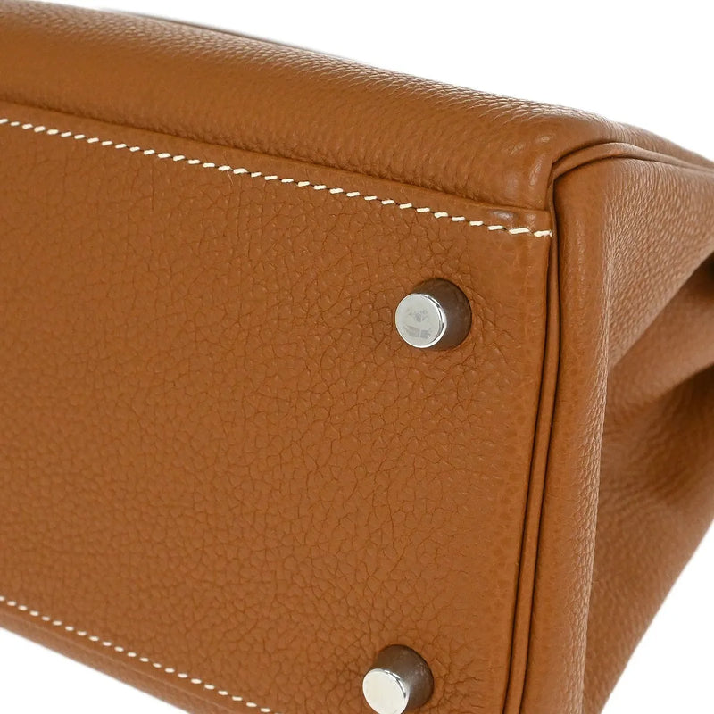 Hermes Kelly Brown Togo With Palladium Hardware Leather Bag