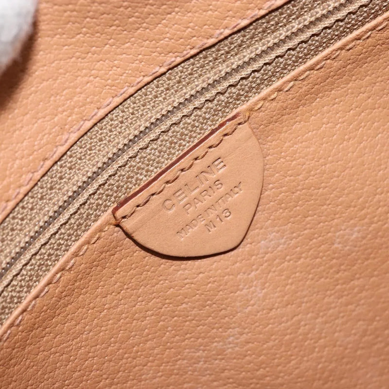 Celine Vintage Macadam Canvas And Leather Brown Bag