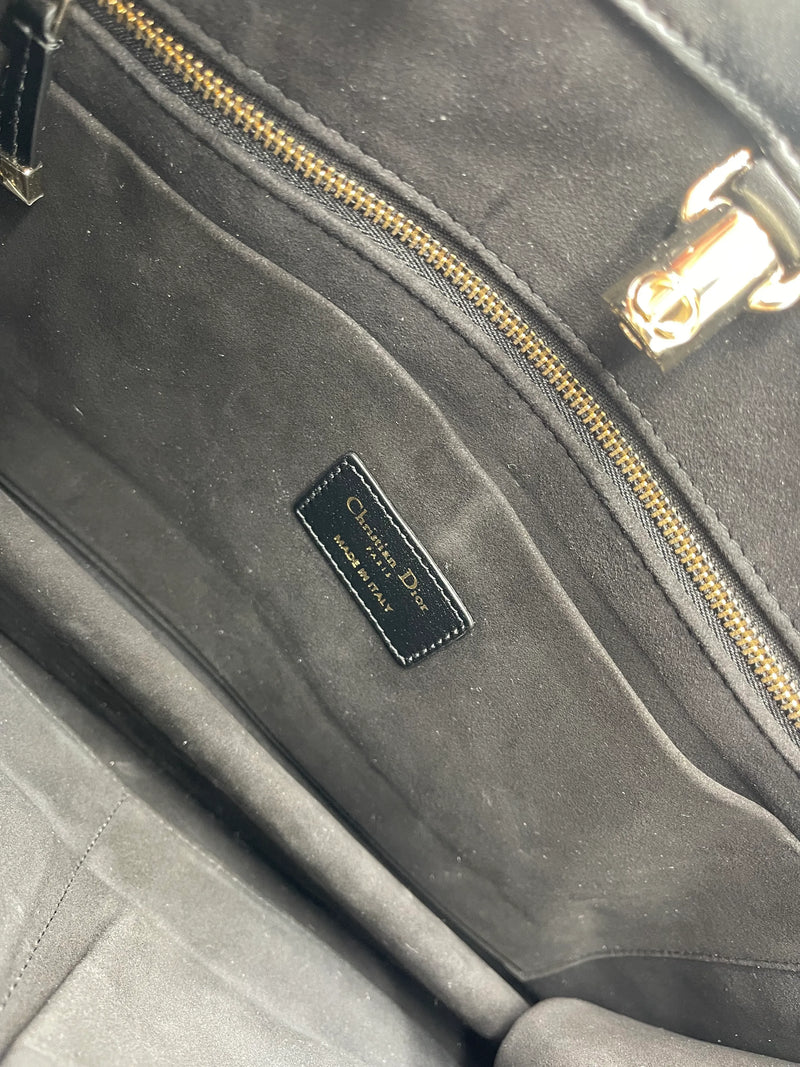 Christian Dior Essential Tote Archicannage Quilt Calfskin Black Leather Bag