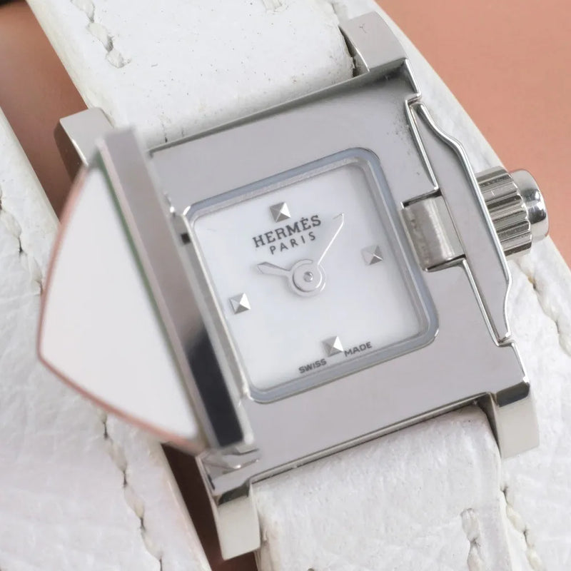 Hermes Medor Rock Quartz Lacquered Steel And Leather Watch
