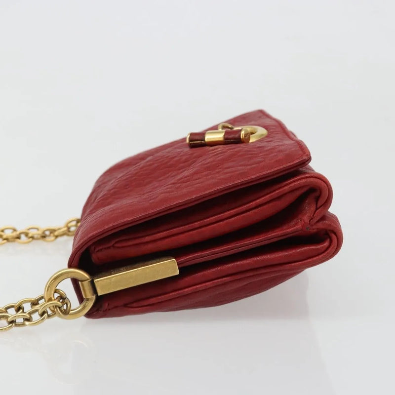 Saint Laurent Chain Leather Red Bag