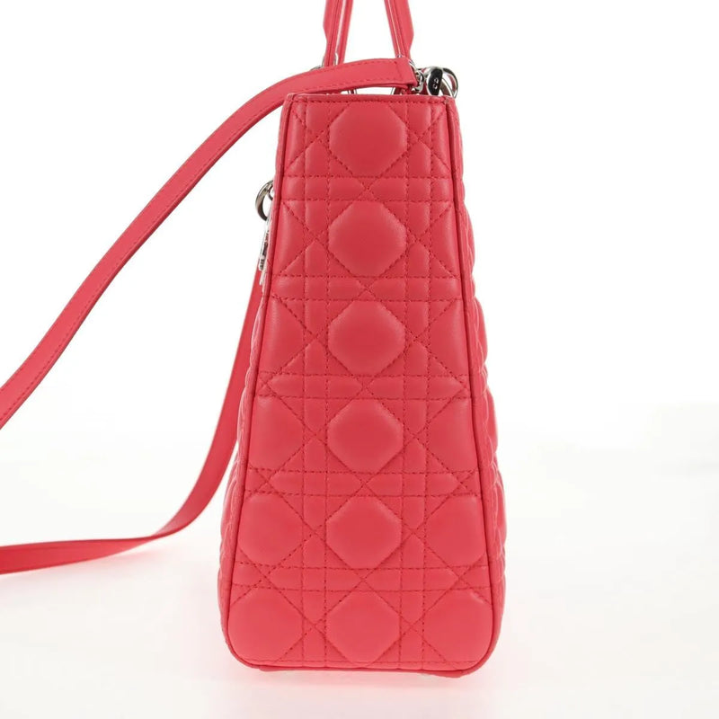 Christian Dior Lady Cannage Matelassé Pink Leather Bag