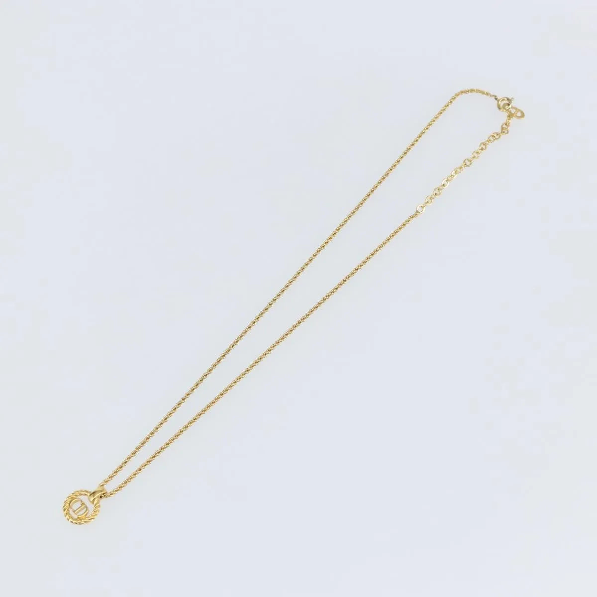 Christian Dior Cd Round Pendant Metal Gold Jewelry