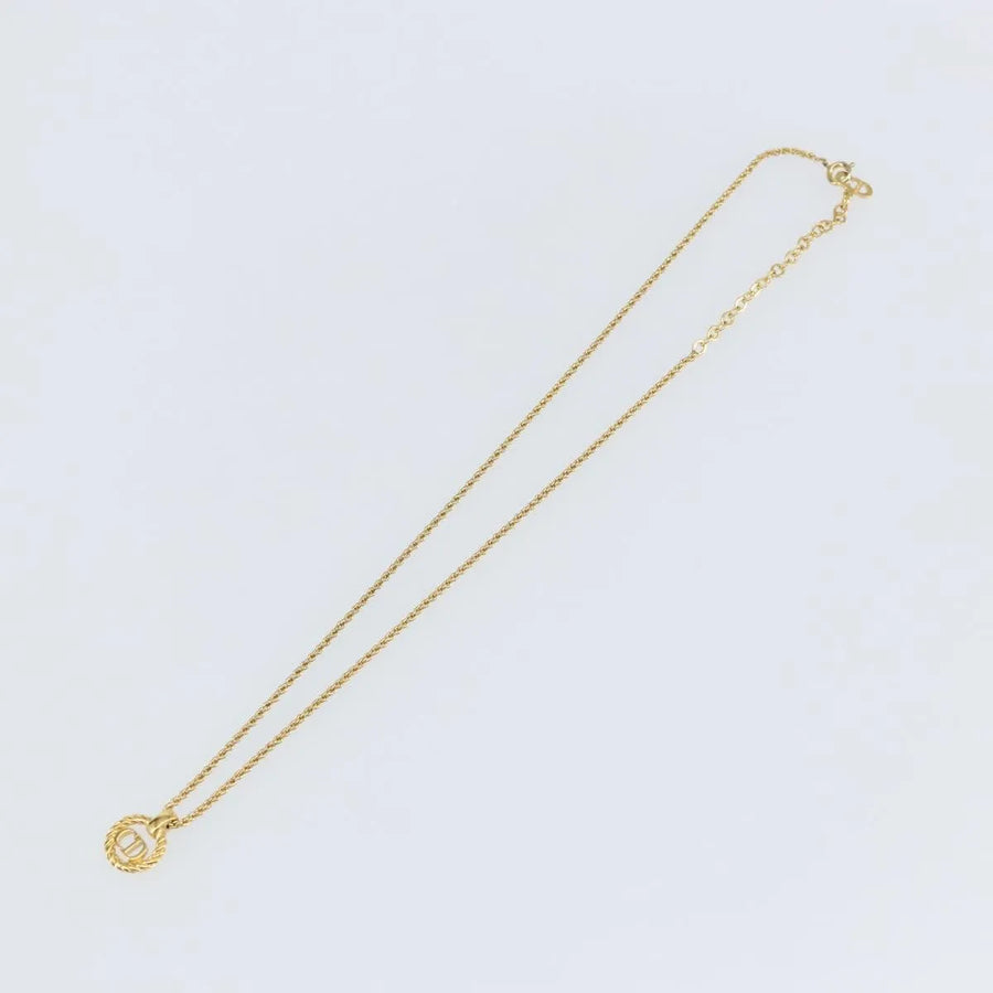 Christian Dior Cd Round Pendant Metal Gold Jewelry