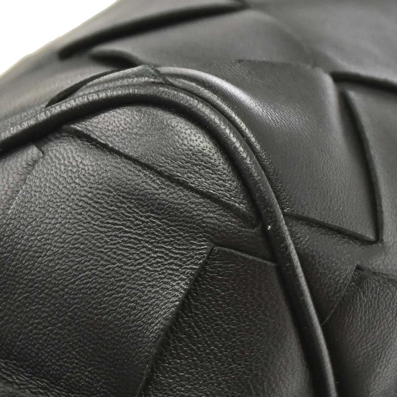 Bottega Veneta Zip Clutch Leather With Intrecciato Snakeskin Detail Black Bag