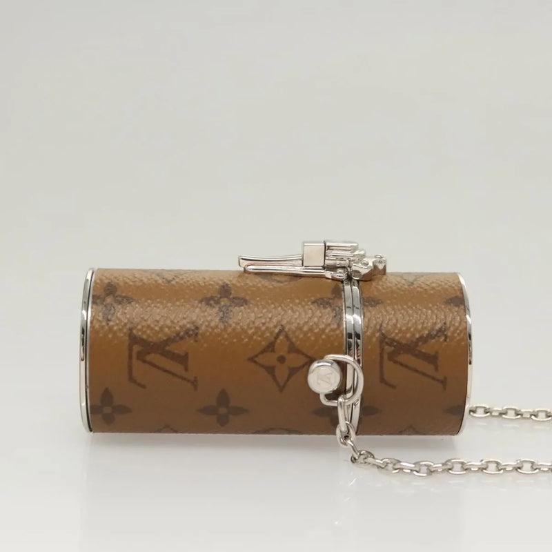 Louis Vuitton Lipstick Case On Chain Reverse Monogram Canvas Brown Bag