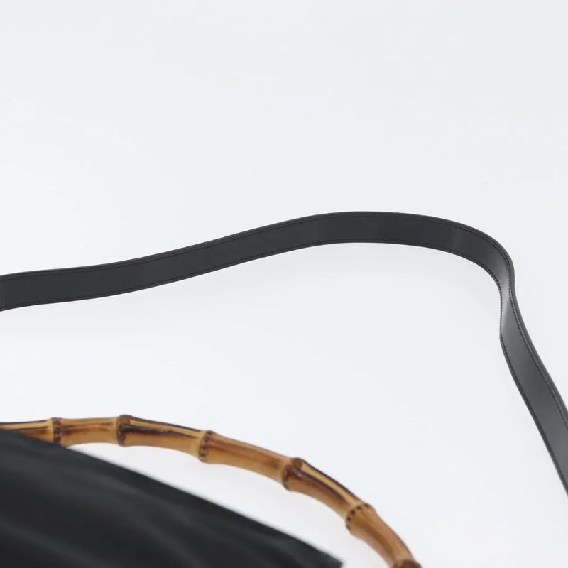 Gucci Vintage Bamboo Shoulder Nylon Black Bag