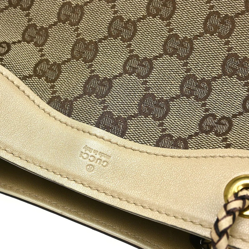 Gucci Miss Gg Tote Canvas With Leather Beige Bag