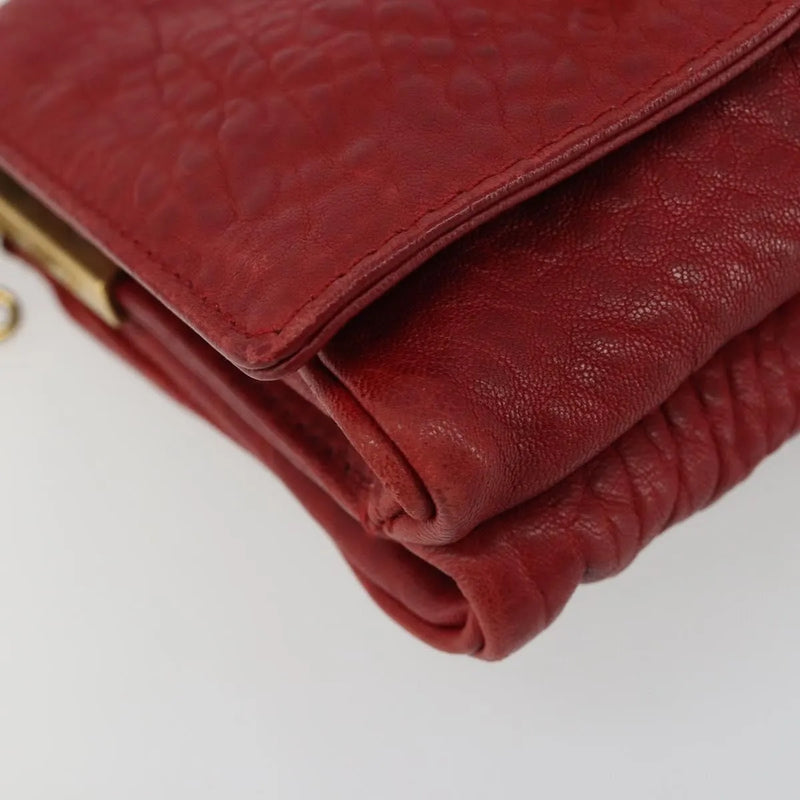 Saint Laurent Chain Leather Red Bag